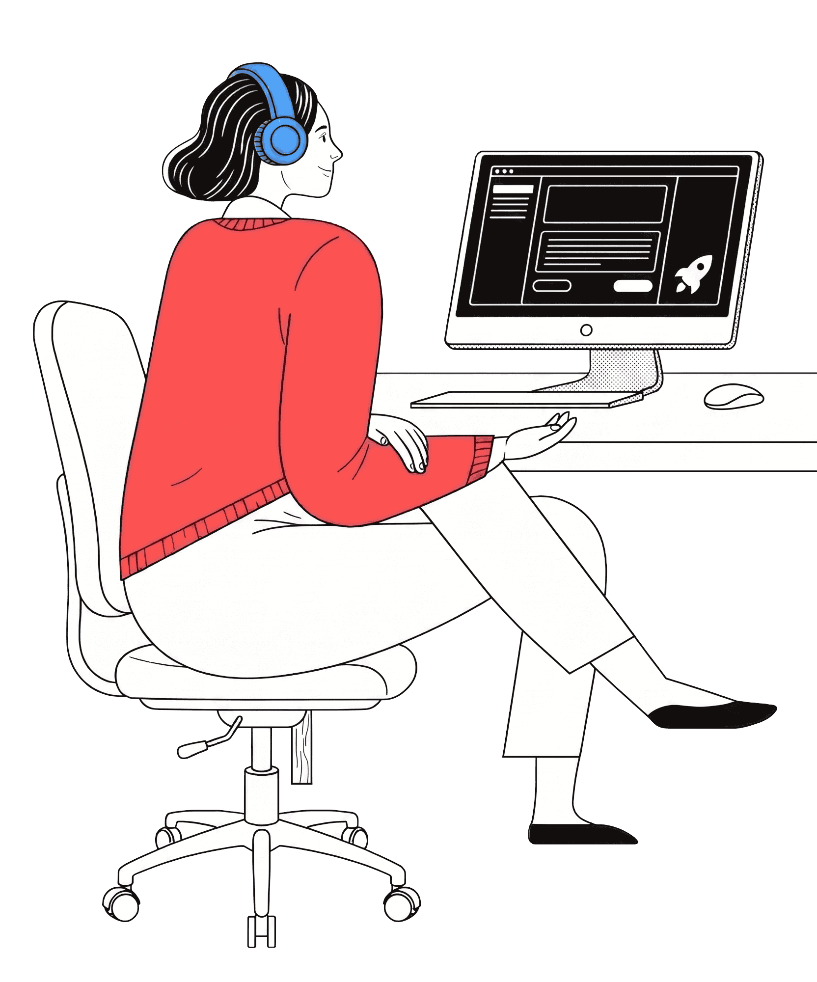 Mujer usando Amable Conti desde su computador