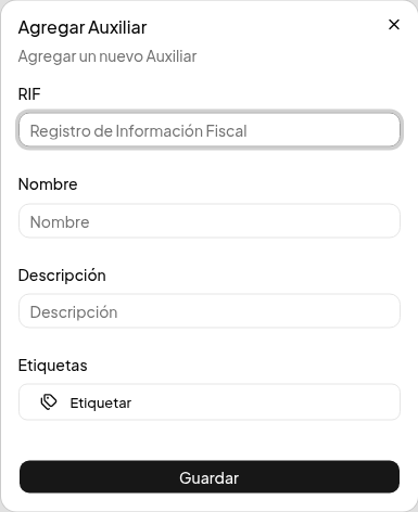 Formulario para agregar un auxiliar contable